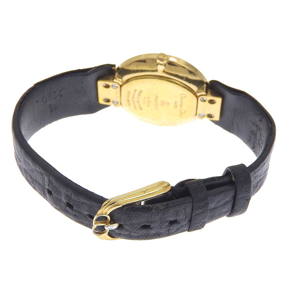 Dior Bakira 46 Gold Plated Leather Quartz Analog Display Black Dial Watch — view 4