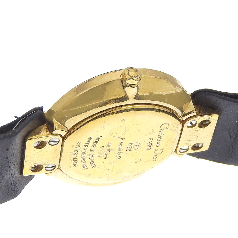 Dior Bakira 46 Gold Plated Leather Quartz Analog Display Black Dial Watch — view 5