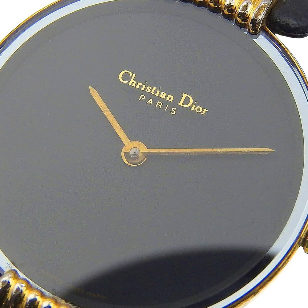 Dior Bakira 46 Gold Plated Leather Quartz Analog Display Black Dial Watch — view 6