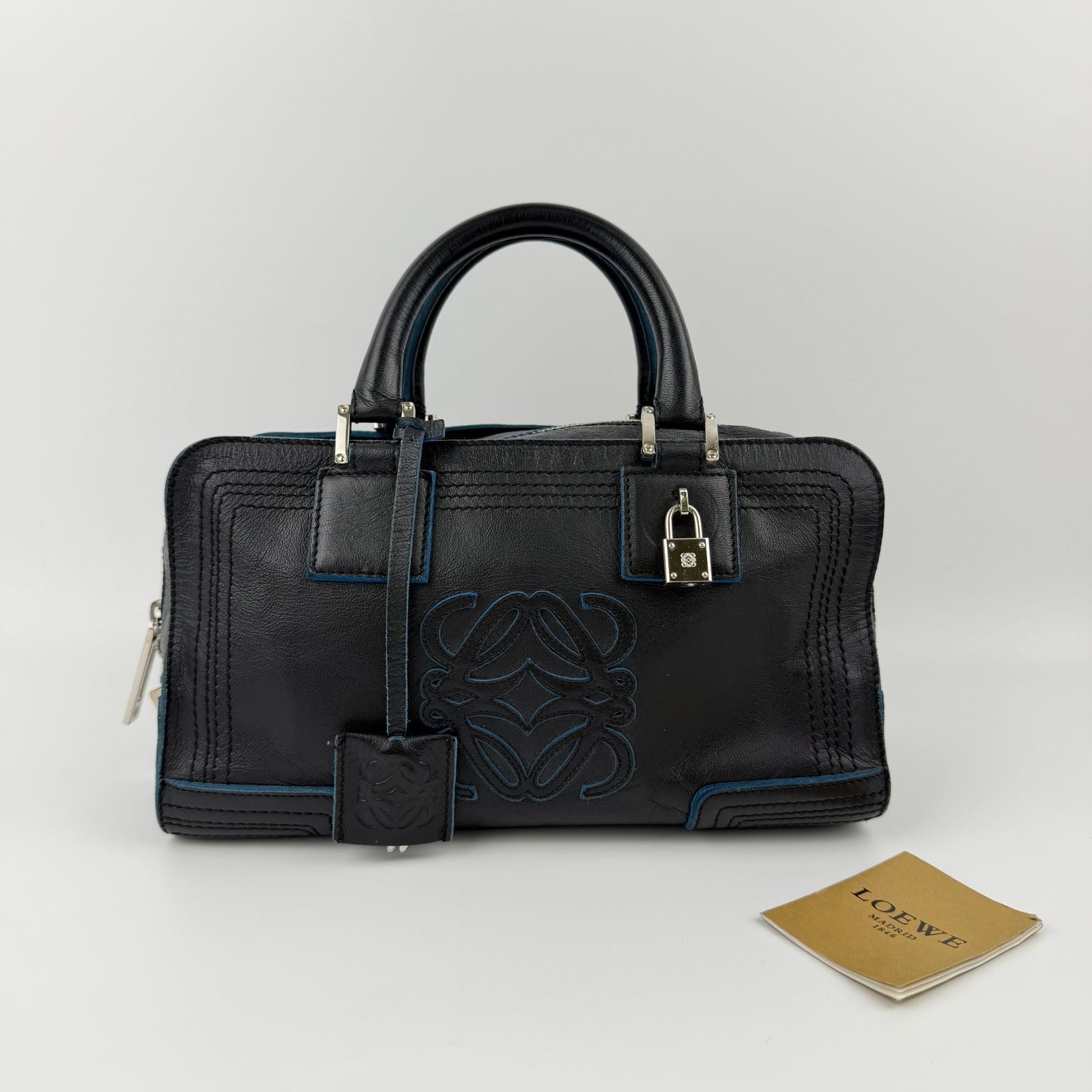 Loewe Anagram Amazona 28 Handbag Black Leather Vintage