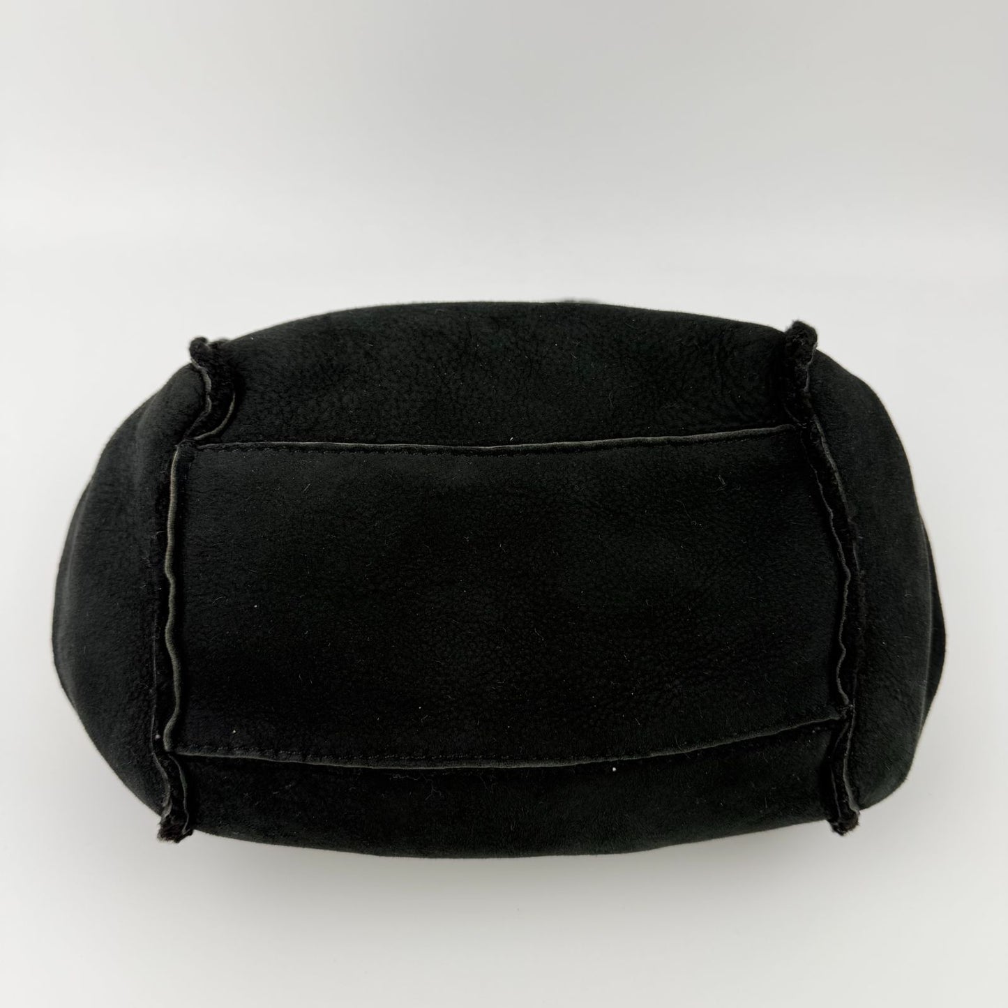Chanel CC Logo Chain Shoulder Bag Black Shearling Suede Vintage — view 8