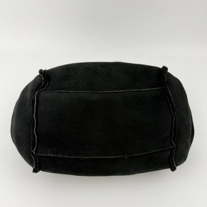 Chanel CC Logo Chain Shoulder Bag Black Shearling Suede Vintage — view 8