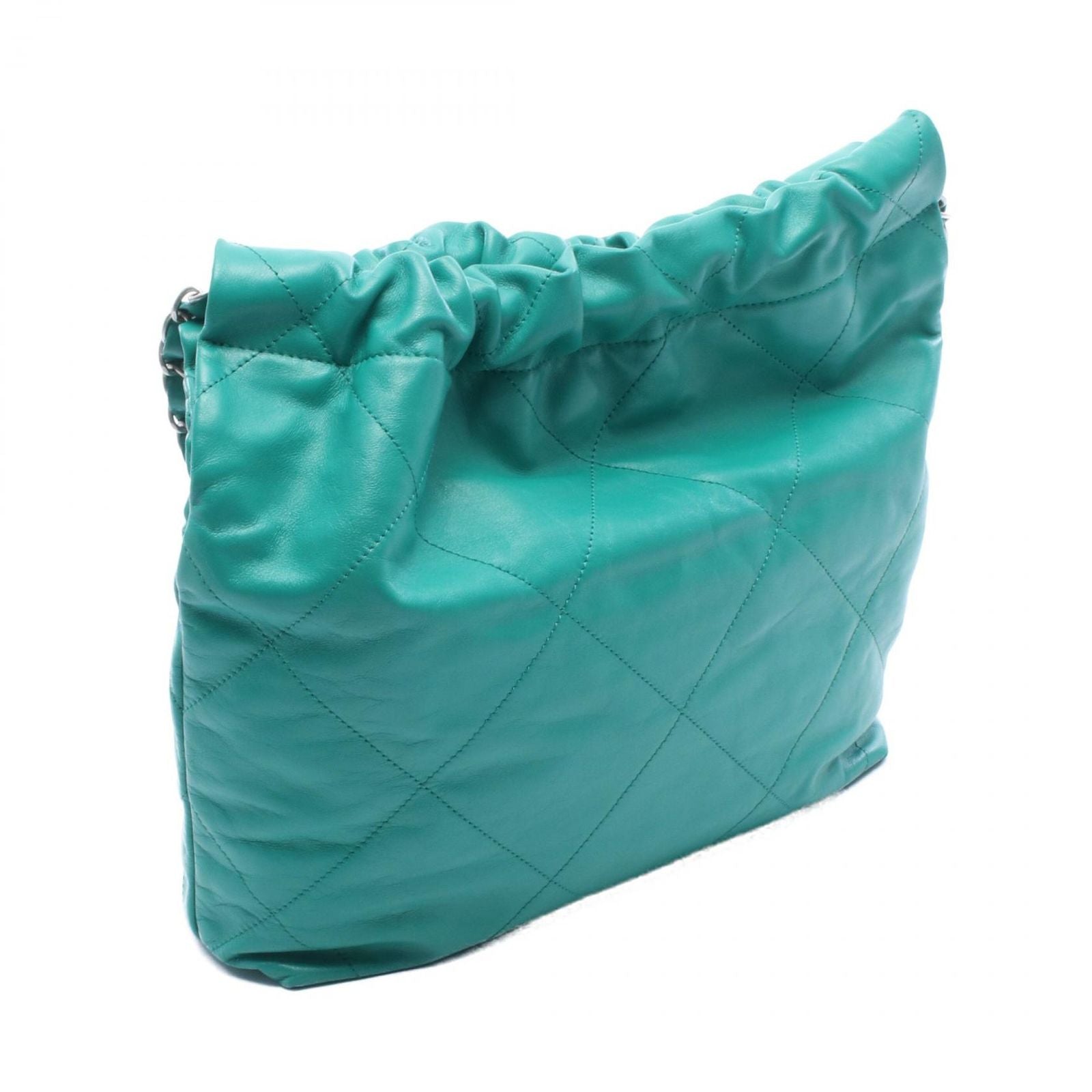 Chanel Shoulder Bag Quilted 22 Small Green Leather 22 Chain — view 2