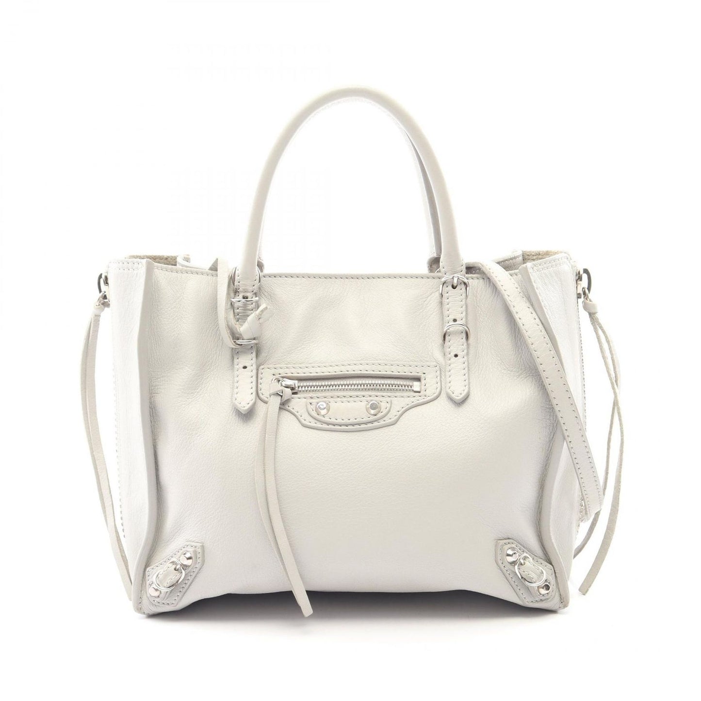Balenciaga Handbag the Paper Mini 2-Way Light Gray Leather