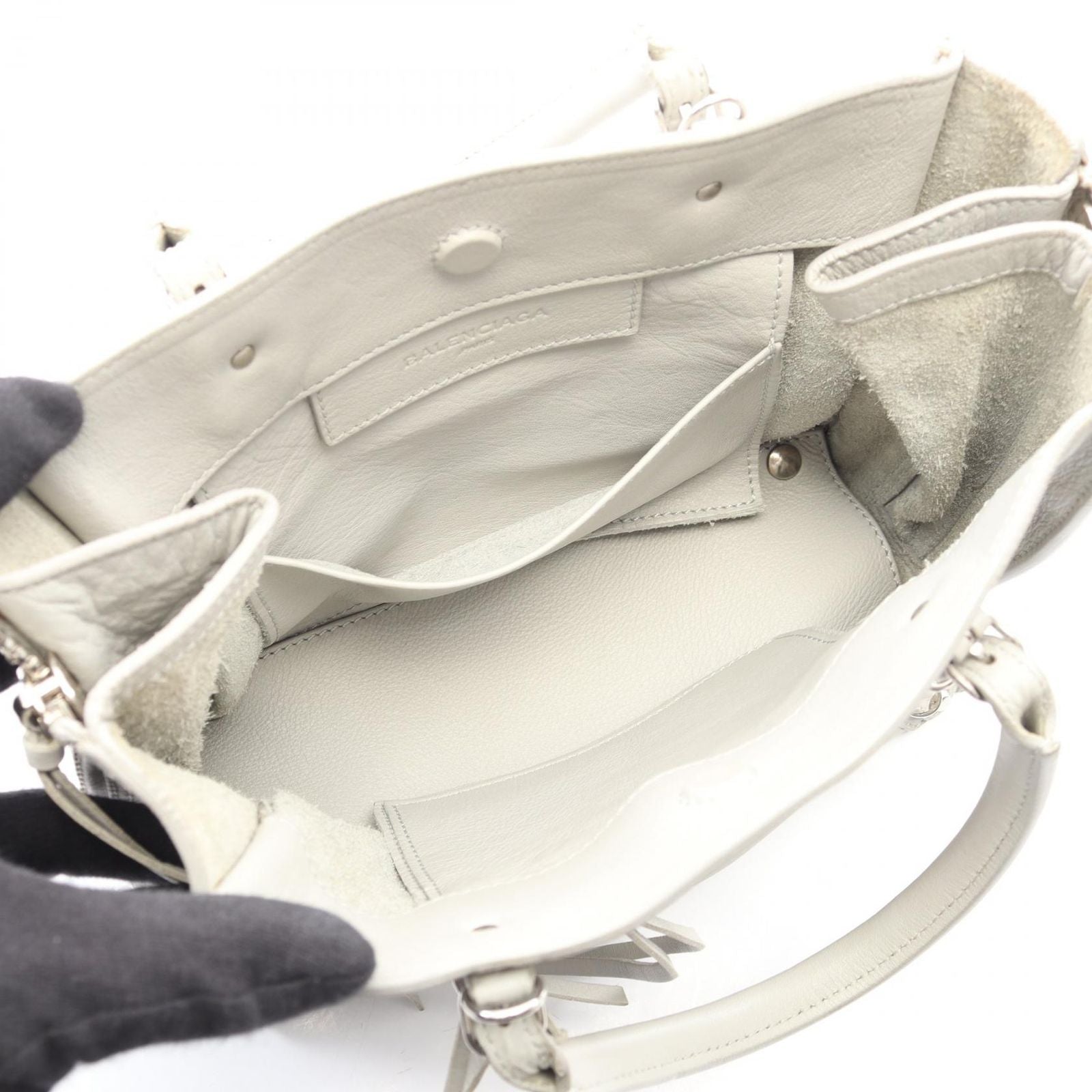 Balenciaga Handbag the Paper Mini 2-Way Light Gray Leather — view 3