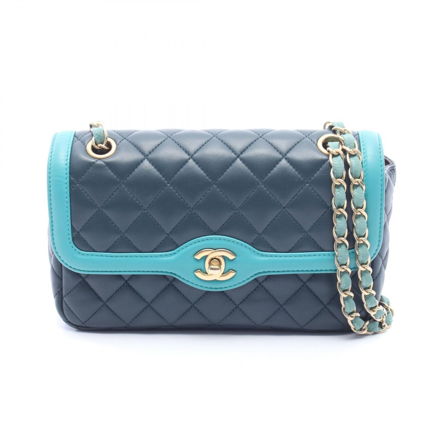 Chanel Shoulder Bag Quilted Dark Green Emerald Leather Chain