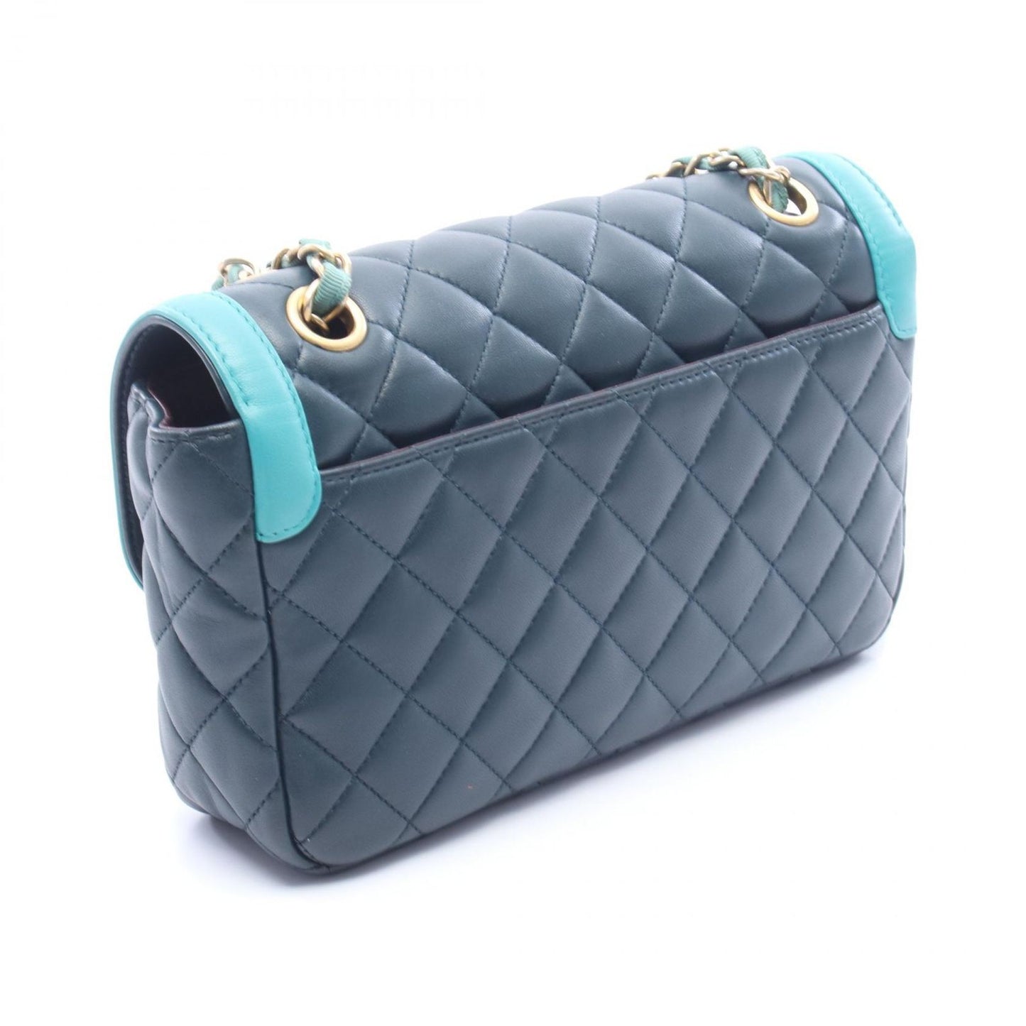 Chanel Shoulder Bag Quilted Dark Green Emerald Leather Chain — view 2