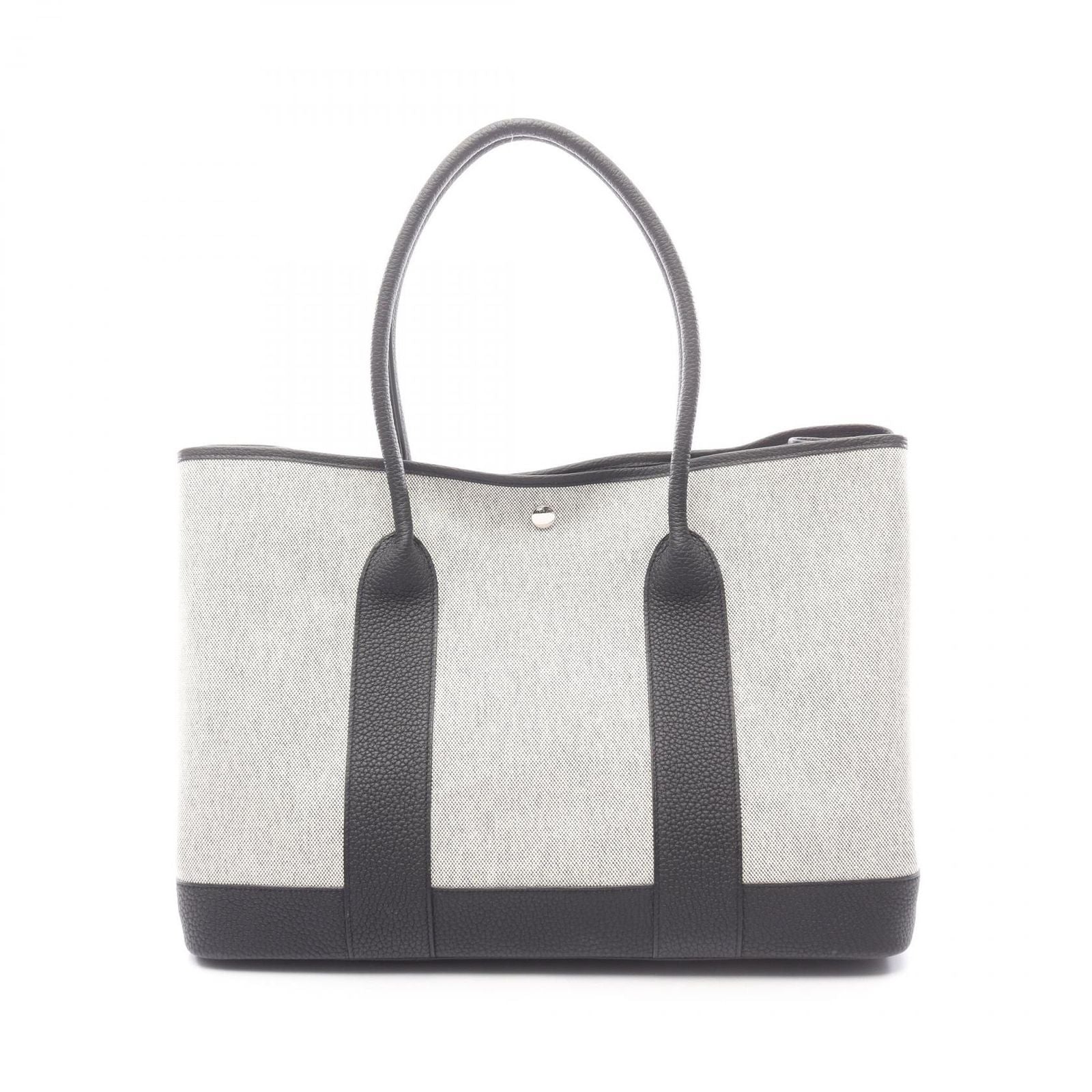 Hermes Tote Neo Garden 41 Voyage Ecru Black Canvas Leather Neo
