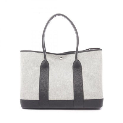 Hermes Tote Neo Garden 41 Voyage Ecru Black Canvas Leather Neo