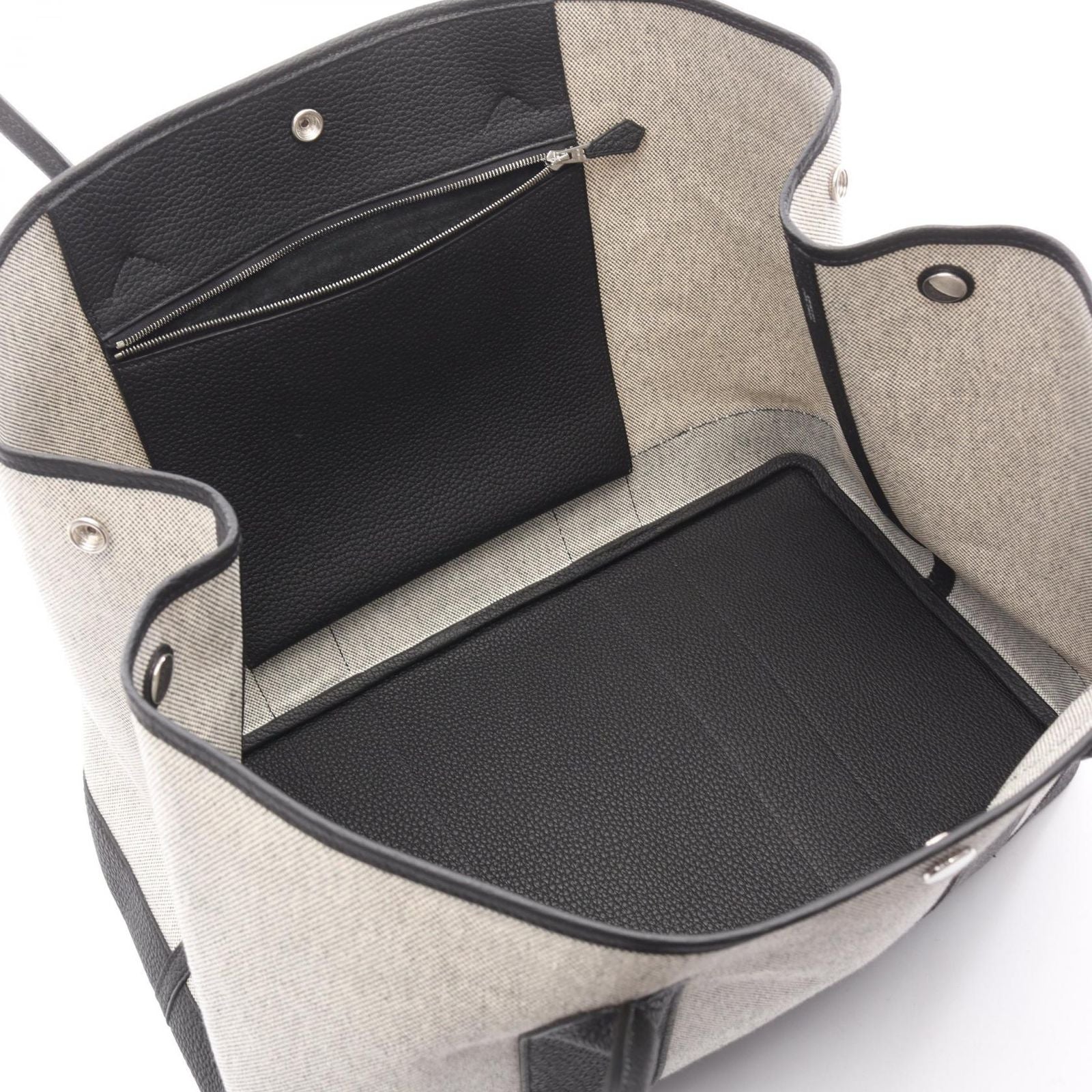 Hermes Tote Neo Garden 41 Voyage Ecru Black Canvas Leather Neo — view 3