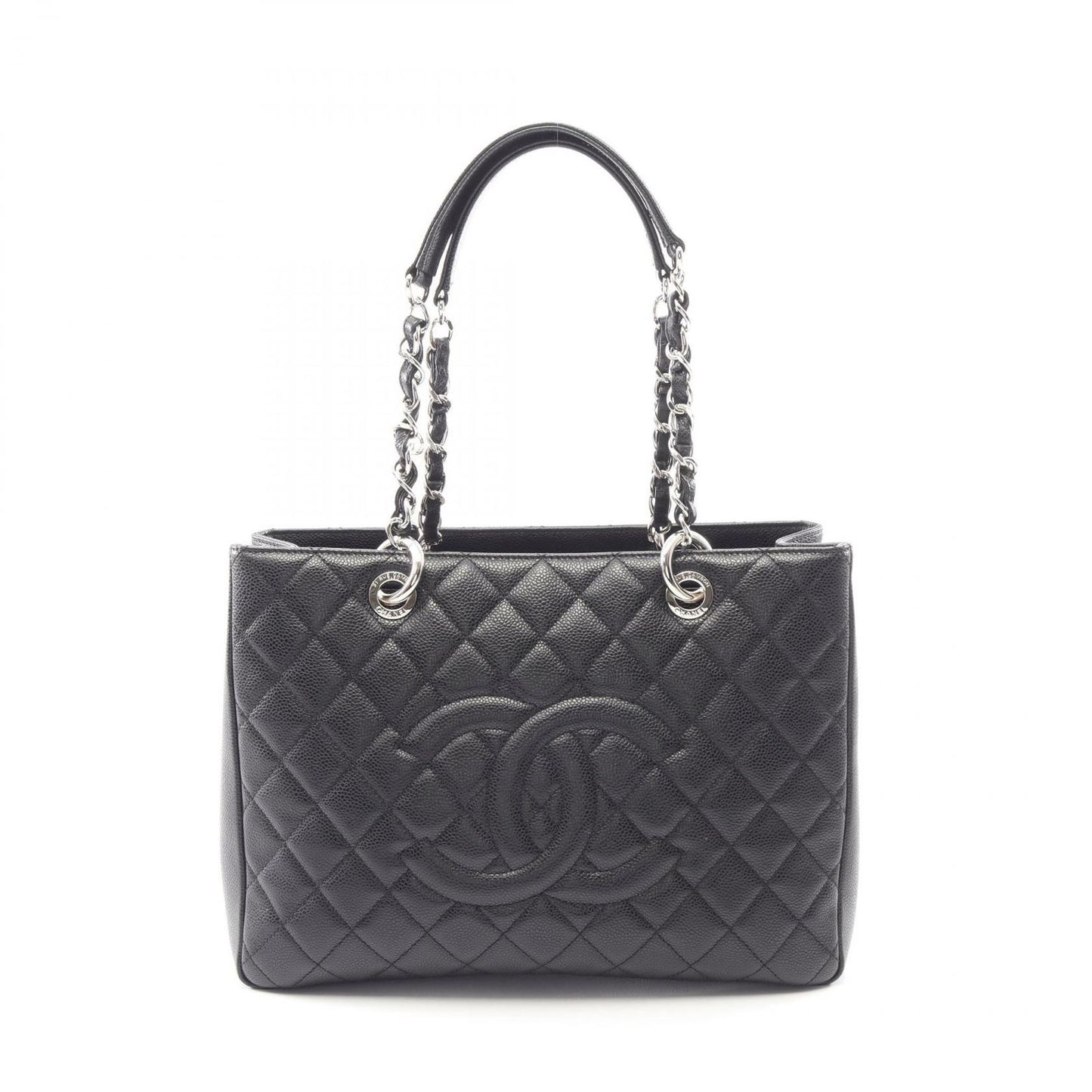 Chanel Tote Quilted Grand Shopping GST Black Caviar Leather Chain