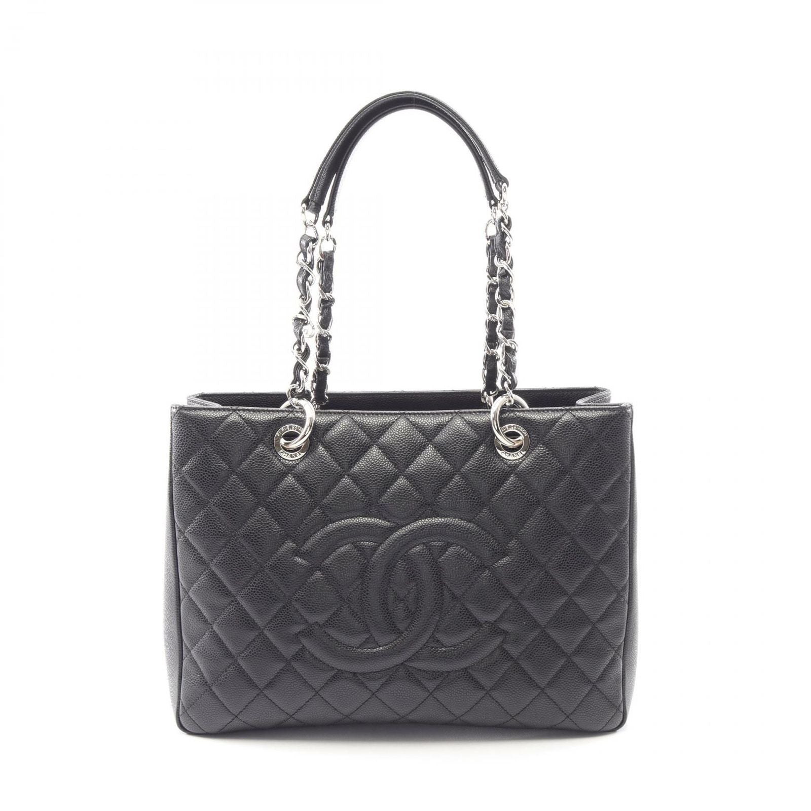 Chanel Tote Quilted Grand Shopping GST Black Caviar Leather Chain