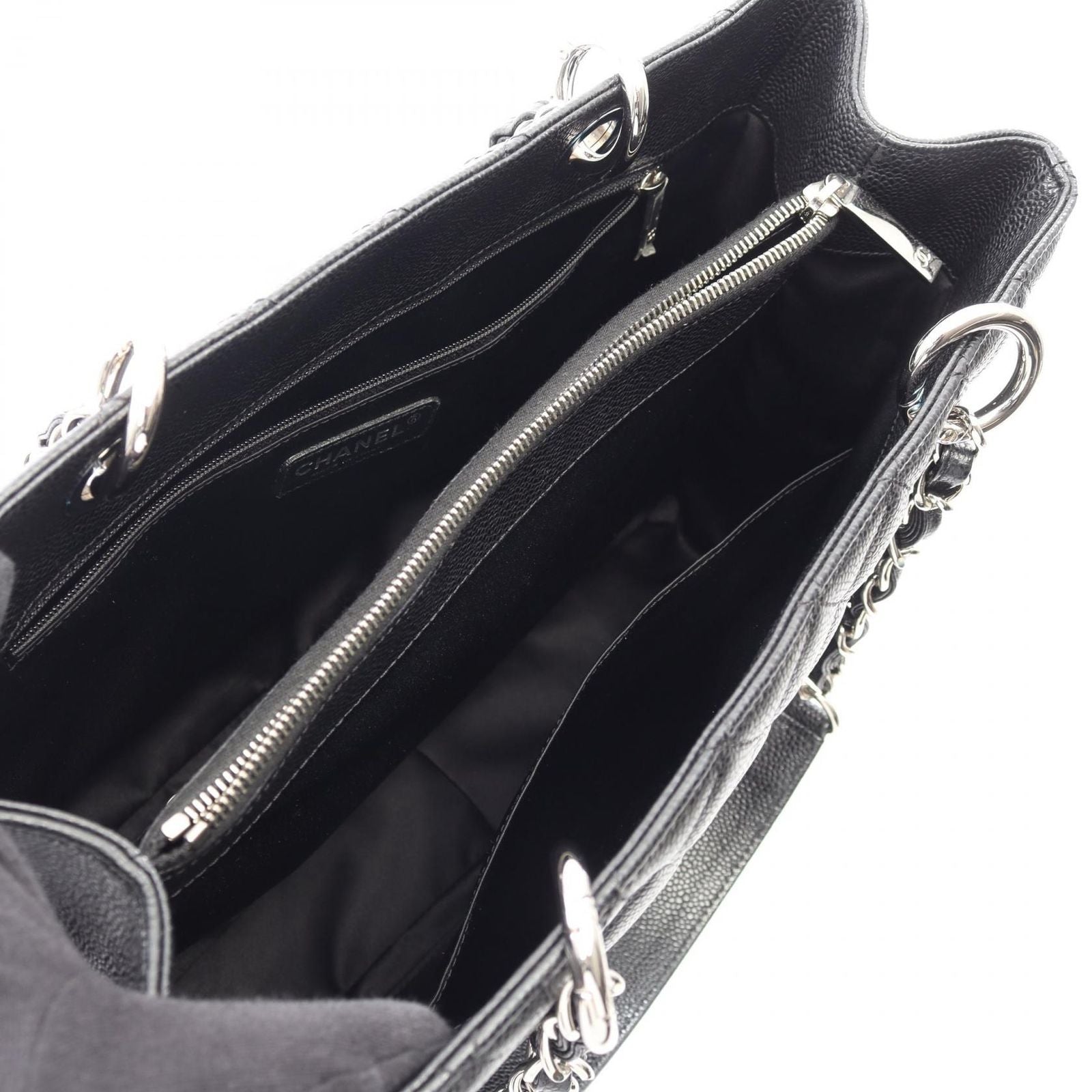 Chanel Tote Quilted Grand Shopping GST Black Caviar Leather Chain — view 3