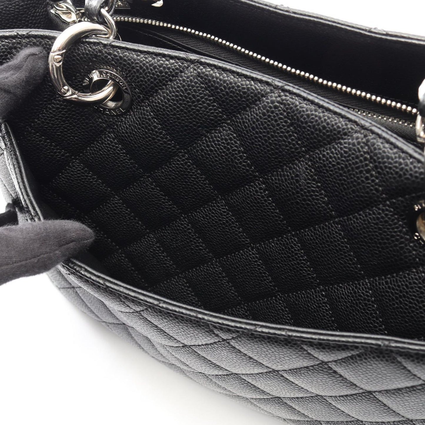 Chanel Tote Quilted Grand Shopping GST Black Caviar Leather Chain — view 9