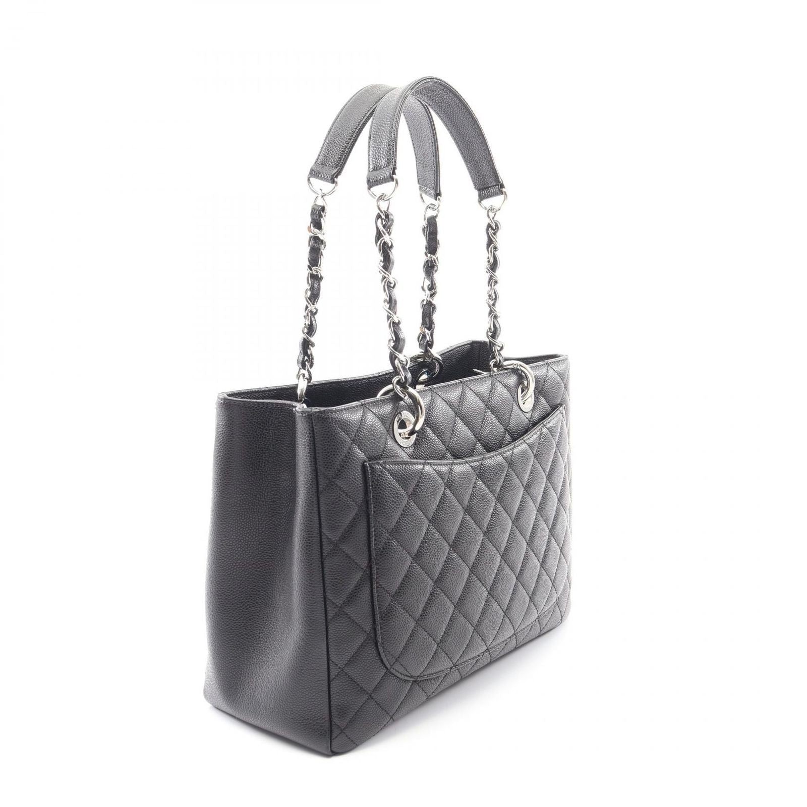 Chanel Tote Quilted Grand Shopping GST Black Caviar Leather Chain — view 2
