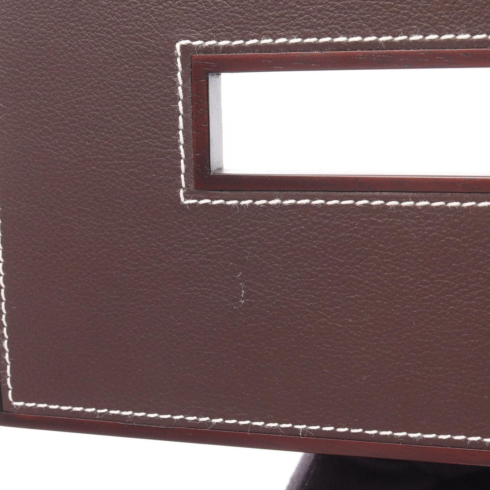 Hermes Playade PM Tissue Case Chocolat Leather — view 8