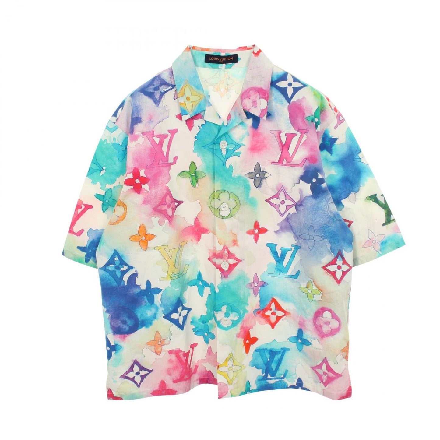 Louis Vuitton Short Sleeve Shirt Open Collar Short Bt3 Cotton Monogram Water