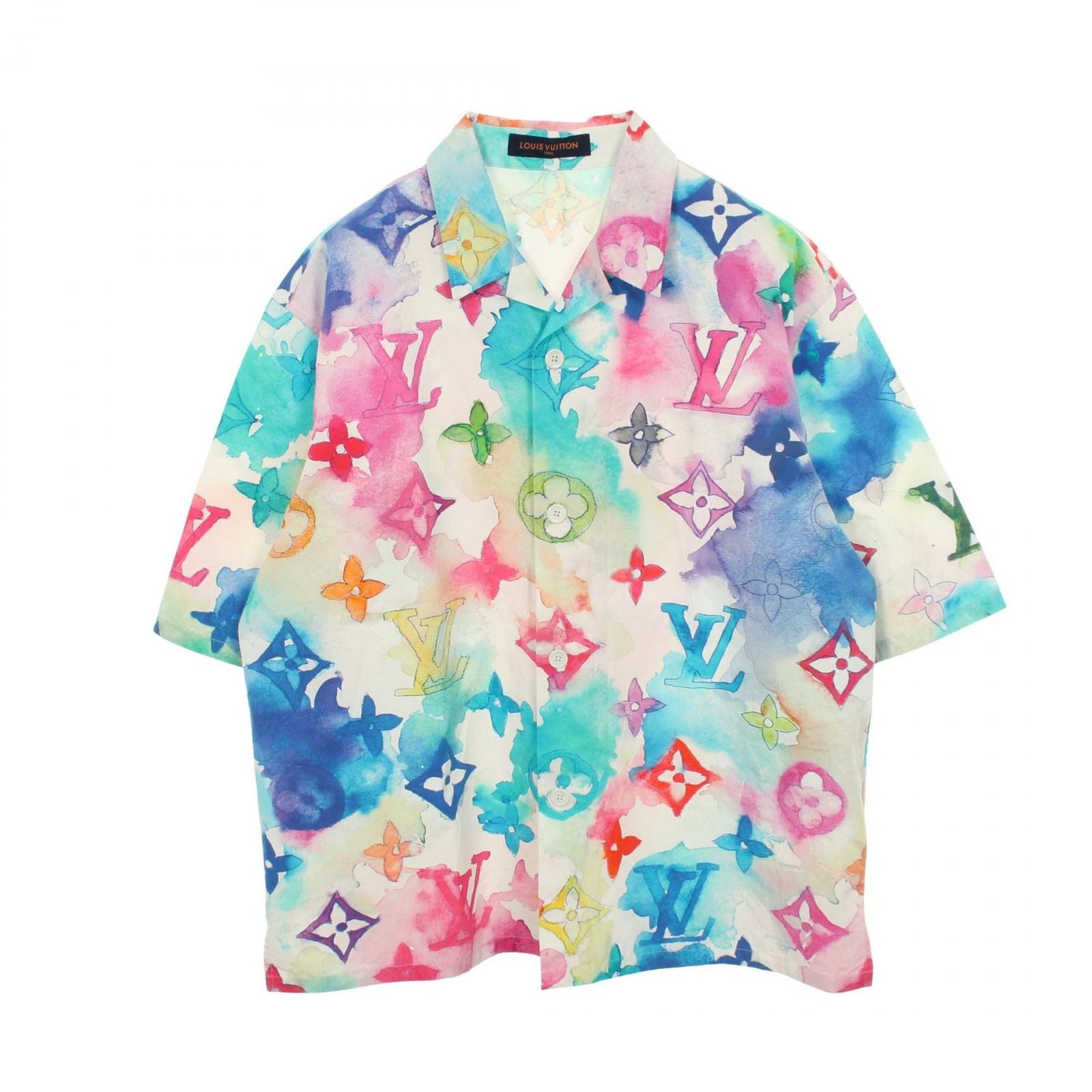 Louis Vuitton Short Sleeve Shirt Open Collar Short Bt3 Cotton Monogram Water