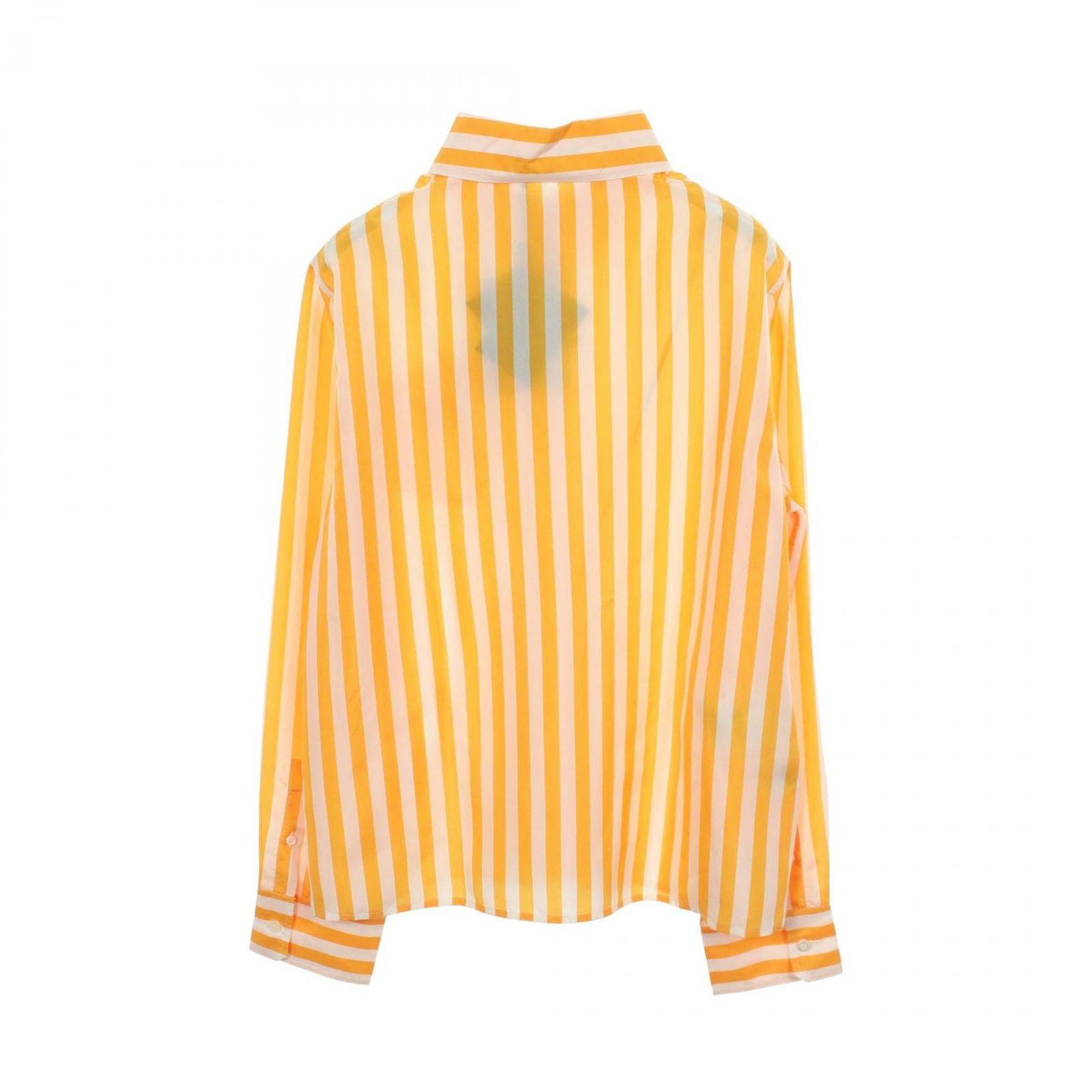Prada Triangle Logo Stripe Yellow Silk Striped Shirt — view 2