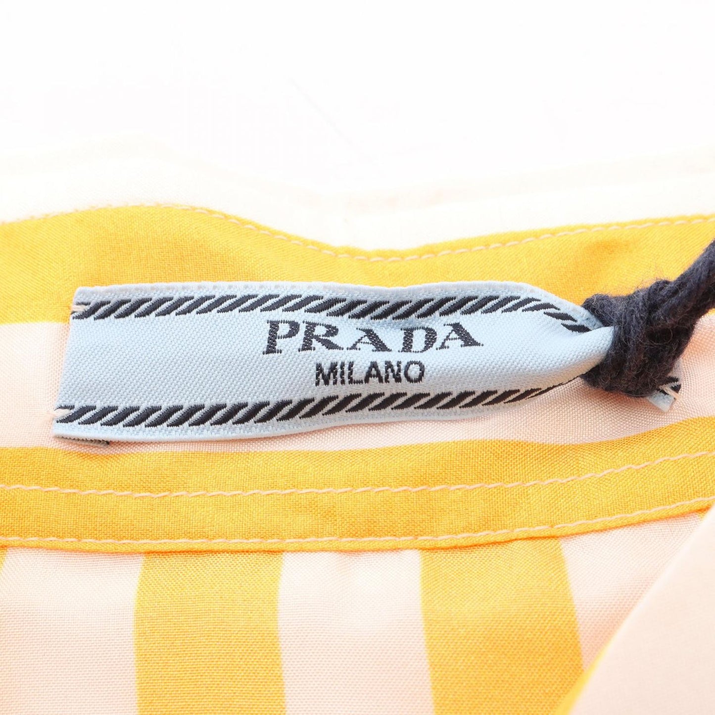 Prada Triangle Logo Stripe Yellow Silk Striped Shirt — view 3