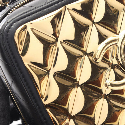 Chanel Shoulder Bag Quilted Vanity 2-Way Black Gold Lambskin Chain — view 6