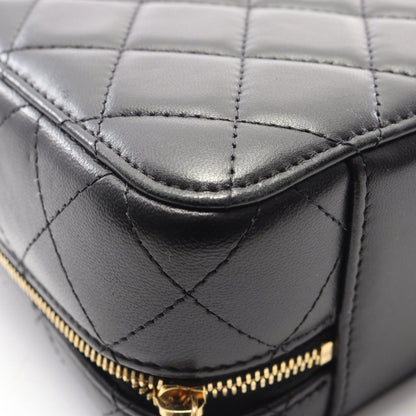 Chanel Shoulder Bag Quilted Vanity 2-Way Black Gold Lambskin Chain — view 9