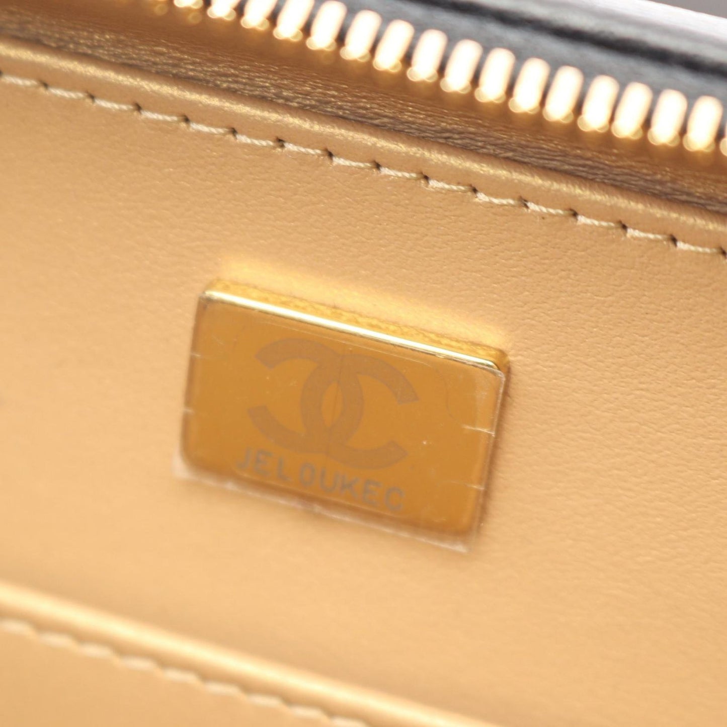 Chanel Shoulder Bag Quilted Vanity 2-Way Black Gold Lambskin Chain — view 5