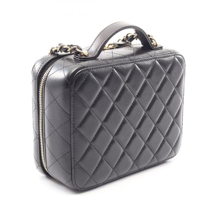 Chanel Shoulder Bag Quilted Vanity 2-Way Black Gold Lambskin Chain — view 2