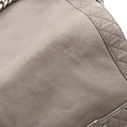 Chanel Shoulder Bag Gray Leather Chain — view 9