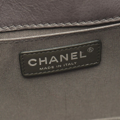 Chanel Shoulder Bag Gray Leather Chain — view 4