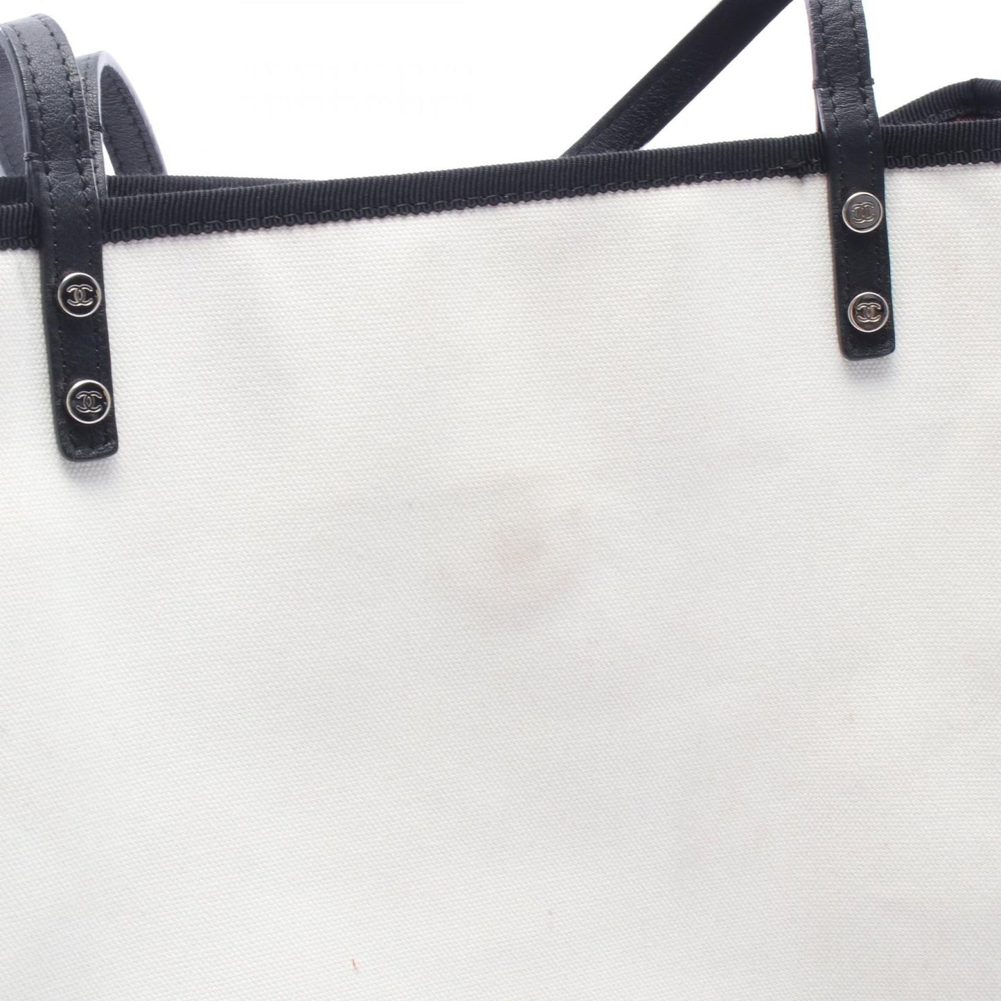 Chanel Tote 5 White Canvas Leather with Charm 5 — view 6