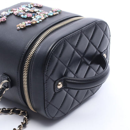 Chanel Shoulder Bag Crystal Mania Quilted CC Logo Vanity 2-Way Black Lambskin — view 8