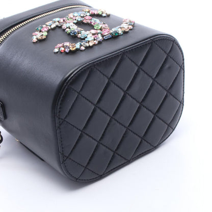 Chanel Shoulder Bag Crystal Mania Quilted CC Logo Vanity 2-Way Black Lambskin — view 7