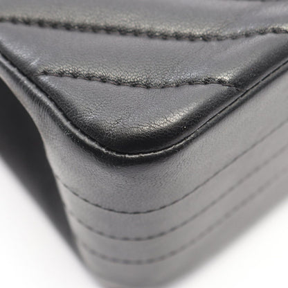 Chanel Shoulder Bag Blanc Stitch Mini Black Lambskin Chez Chain — view 7