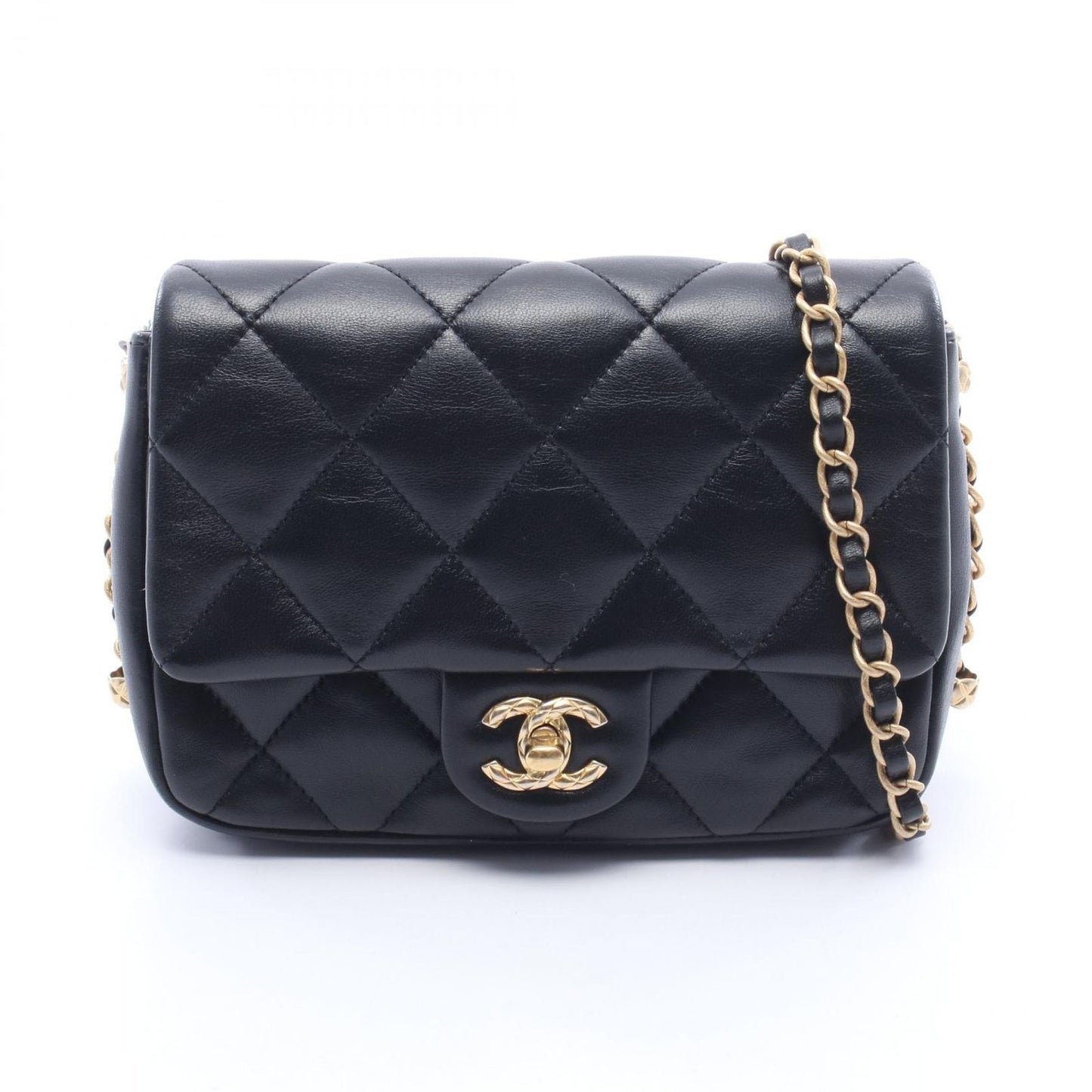 Chanel Shoulder Bag Quilted Small Black Leather Small Flap Chain