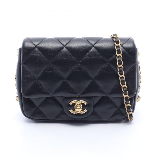 Chanel Shoulder Bag Quilted Small Black Leather Small Flap Chain