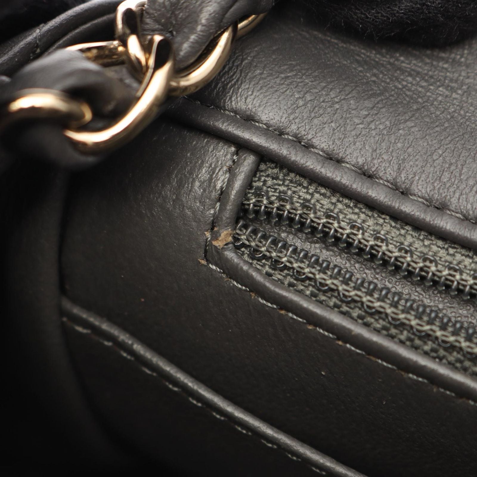 Chanel Shoulder Bag Mini Quilted Charcoal Gray Lambskin Chain — view 6