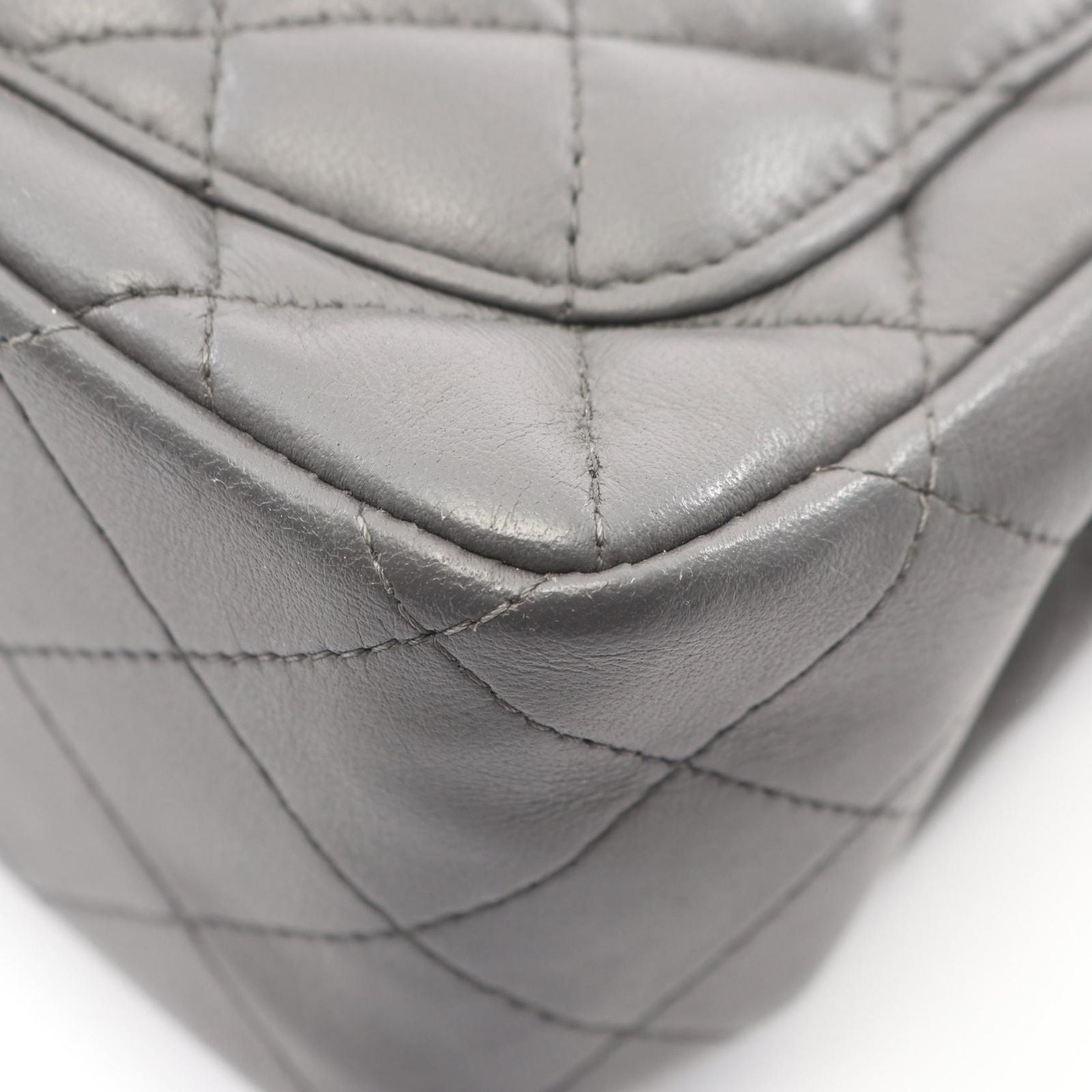 Chanel Shoulder Bag Mini Quilted Charcoal Gray Lambskin Chain — view 8