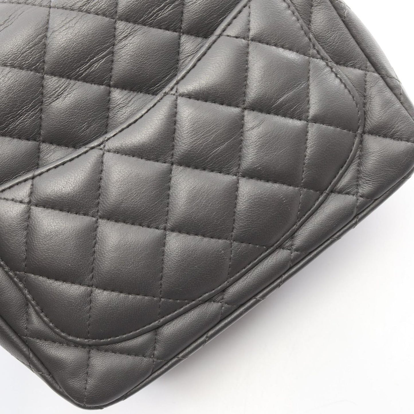 Chanel Shoulder Bag Mini Quilted Charcoal Gray Lambskin Chain — view 9