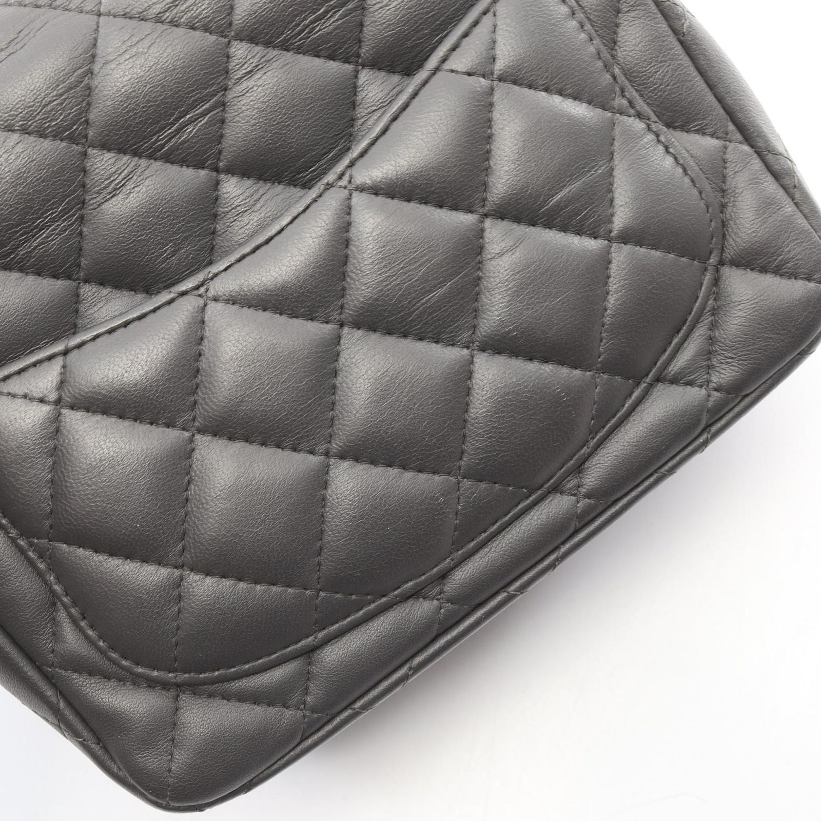 Chanel Shoulder Bag Mini Quilted Charcoal Gray Lambskin Chain — view 9