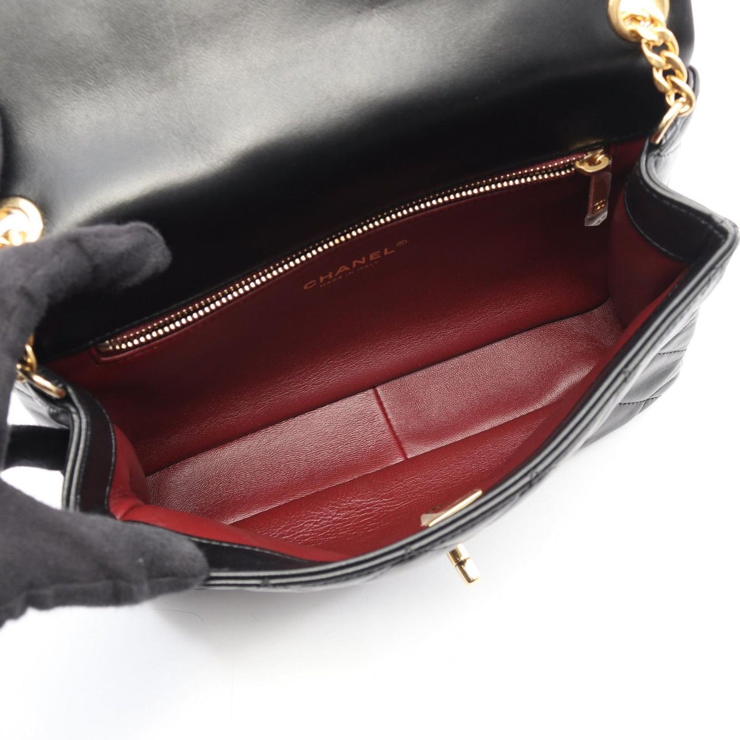 Chanel Shoulder Bag Quilted Black Lambskin Chain — view 3