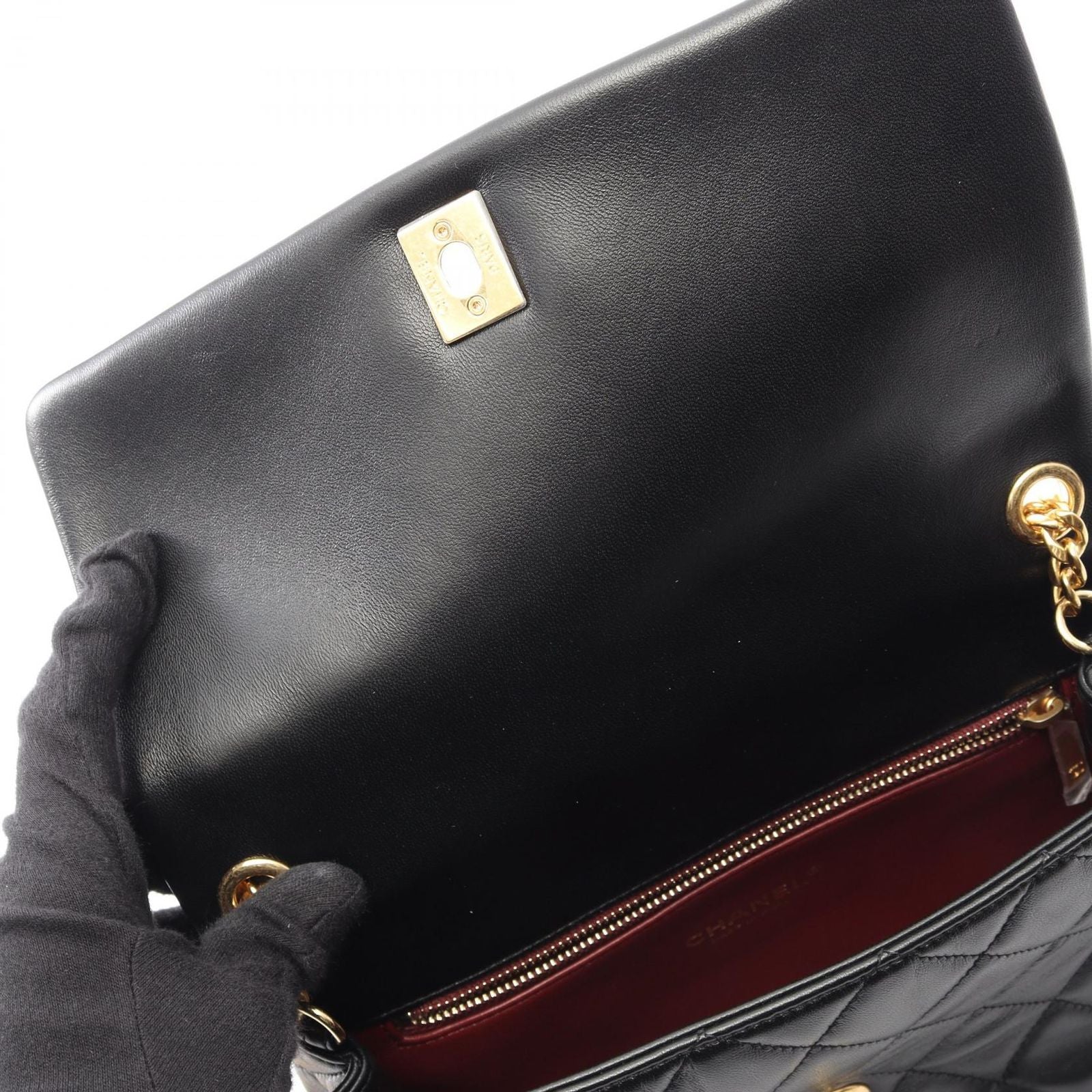 Chanel Shoulder Bag Quilted Black Lambskin Chain — view 6