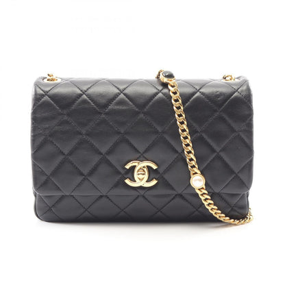 Chanel Shoulder Bag Quilted Black Lambskin Chain