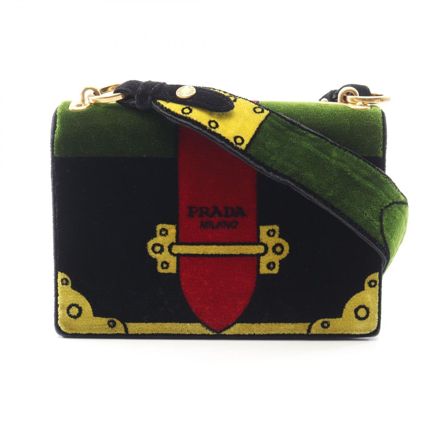 Prada Shoulder Bag Cahier Black Multi Fabric