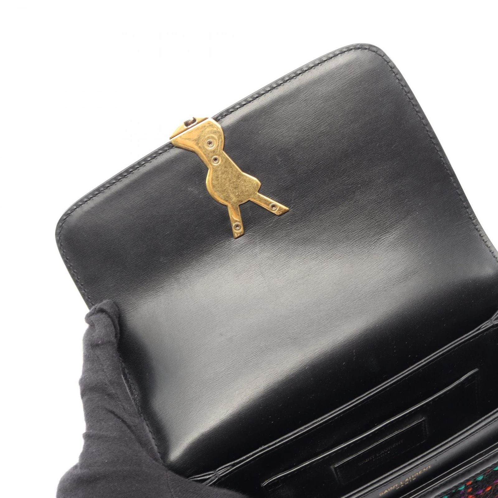 Saint Laurent Paris Shoulder Bag Solferino Small Black Multi Fabric Leather — view 5