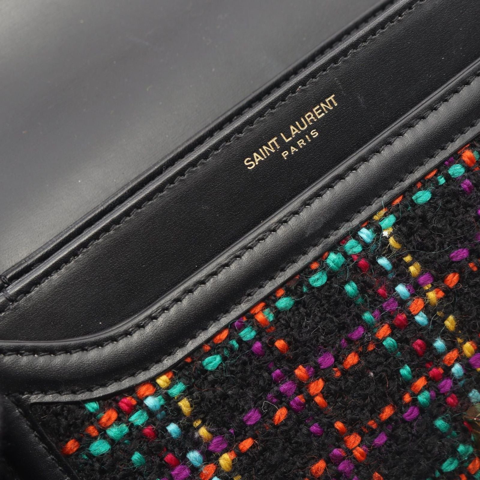 Saint Laurent Paris Shoulder Bag Solferino Small Black Multi Fabric Leather — view 8
