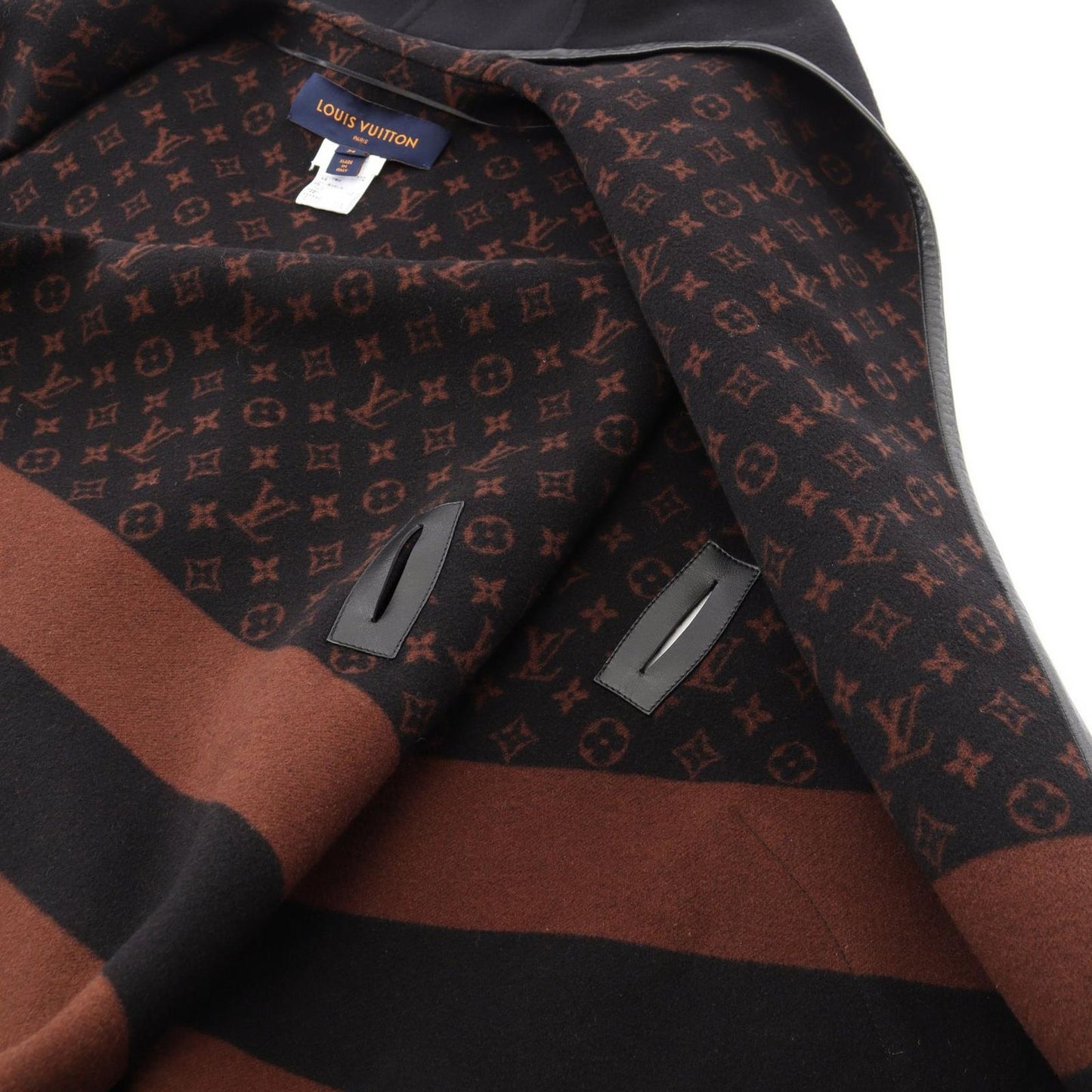 Louis Vuitton Poncho Hooded Wrap Cape Coat Wool Silk — view 6