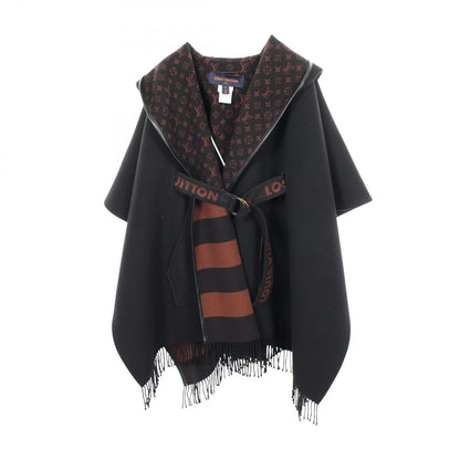 Louis Vuitton Poncho Hooded Wrap Cape Coat Wool Silk
