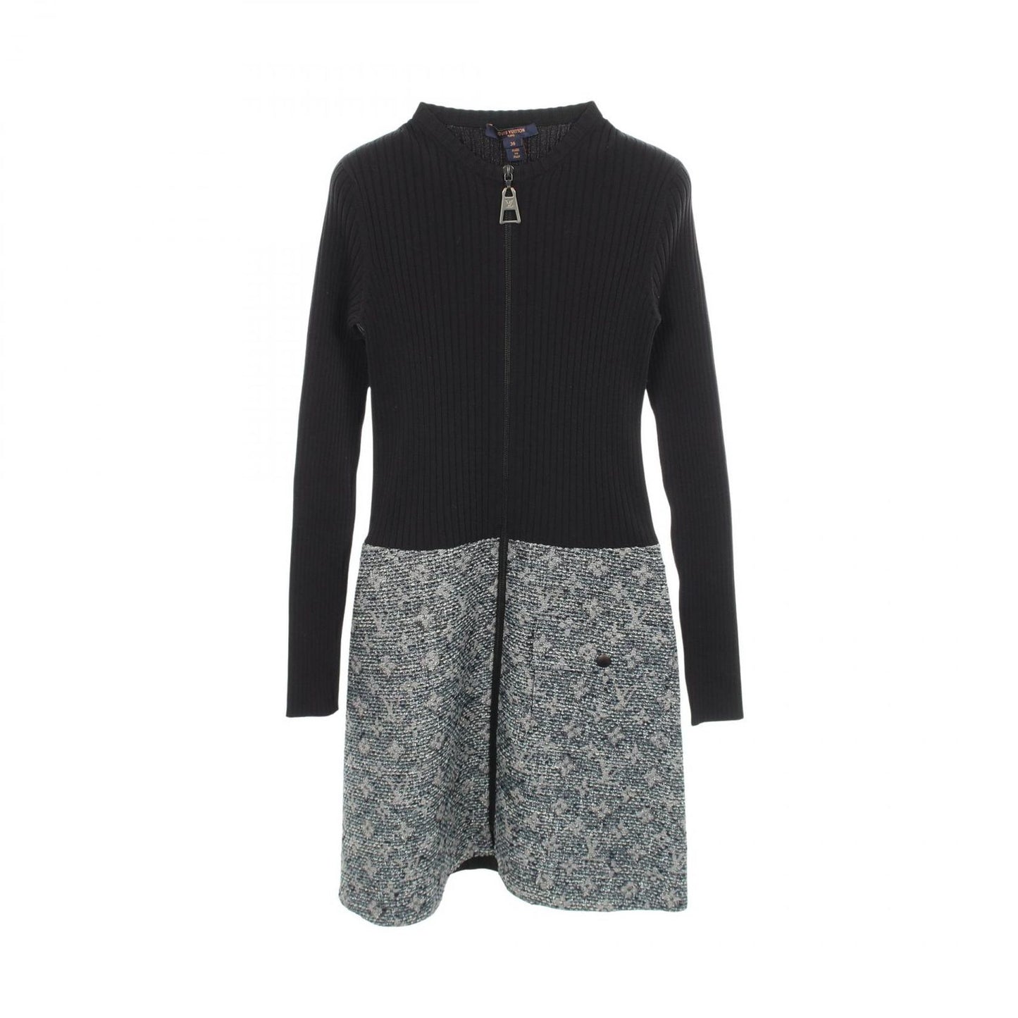Louis Vuitton Dress Monogram Knit Tweed Contrast Nylon