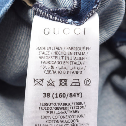 Gucci Dress Interlocking Button Sherry Line Short Sleeve Denim Cotton — view 4